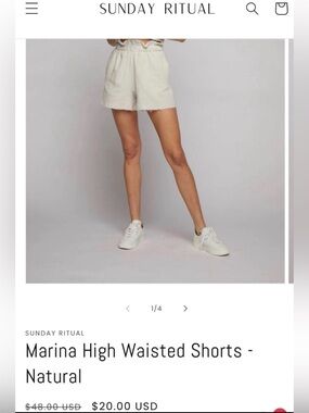 Sunday Ritual Cream Shorts Women Size Medium 0435
